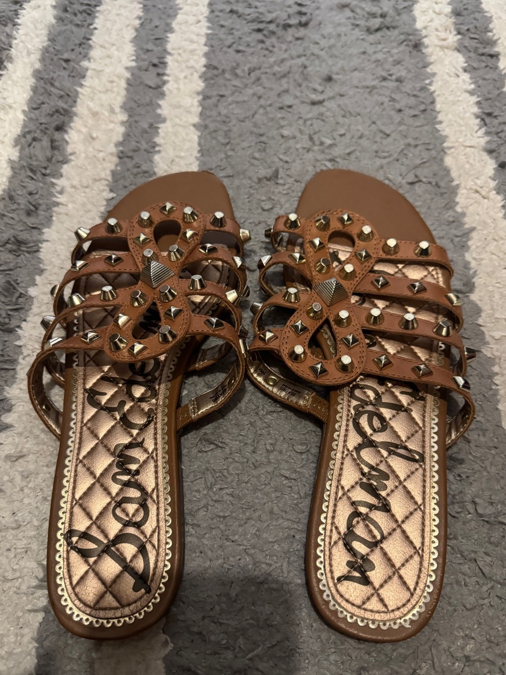 Sam Edelman Beatrice Slide Leather studded brown sandals- size 10